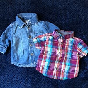 Two OLD NAVY Button-down Baby Boy Shirts